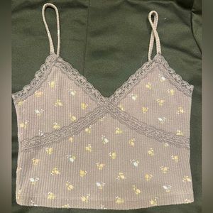 Aeropostale- Floral Crisscross Lace Cropped Cami